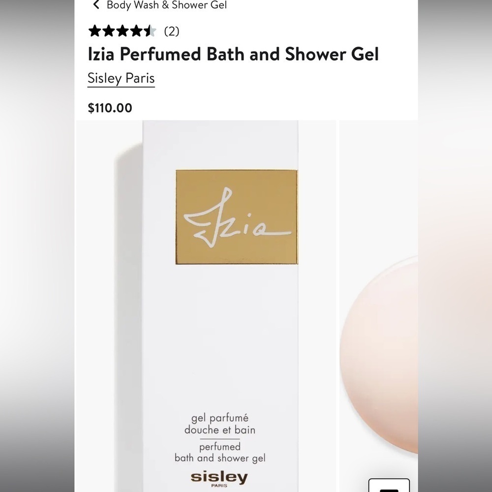 New - Sisley Izia Perfumed bath & shower Gel